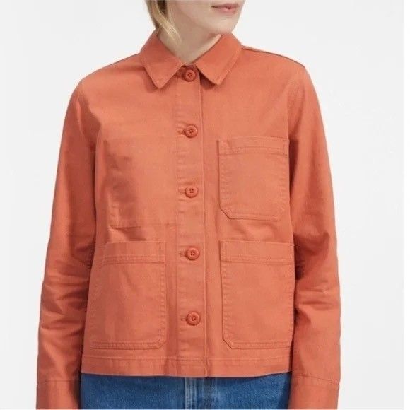 EVERLANE The Denim Chore Jacket XS Orange Oversized Utility Casual EUC B40 - Picture 1 of 6